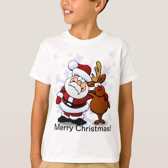 T-shirt Père Noël et Noël de renne (Devant)