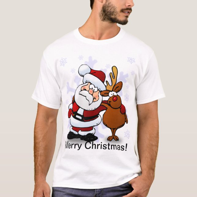 T-shirt Père Noël et Noël de renne (Devant)