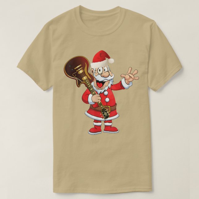 T-shirt Père Noël Été De Noël Avec Guitare, Amour Musique  (Design devant)