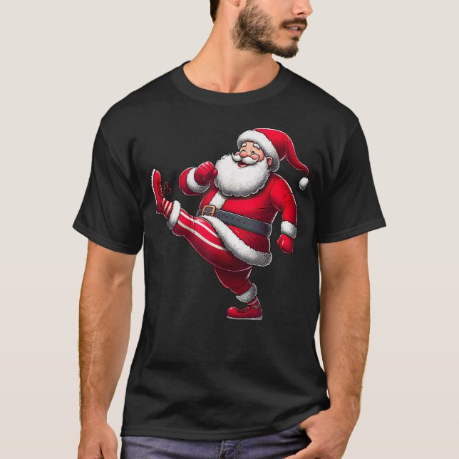 T-shirt Père Noël Exercice Gym Fitness Exercice Noël (Devant)