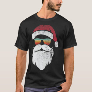 T-shirt Père Noël Face Casquette Beard Retro Sungl Christm
