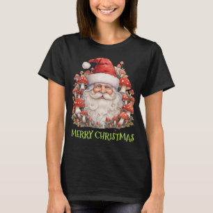 T-shirt Père Noël Face Champignons Rustique Cottagecore Aq