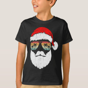 T-shirt Père Noël Face Retro Sungles Hawaii Noël Noël Noël