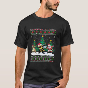 T-shirt Père Noël faisant dab Renne Abeille Arbre Lumières