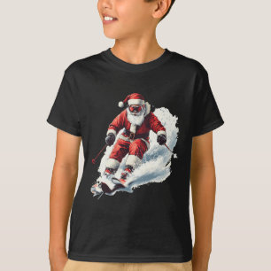 T-shirt Père Noël faisant du ski Noël drôle Skieur de Noël