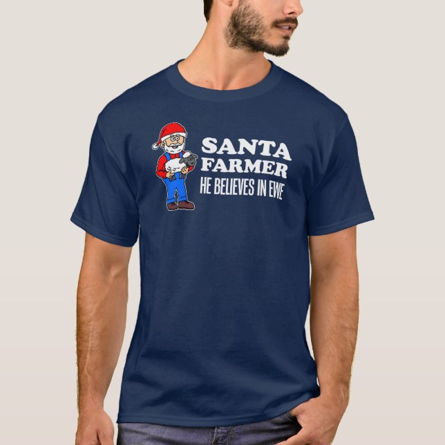 T-shirt Père Noël Farmer Croit En Un Pun À Ewe (Devant)