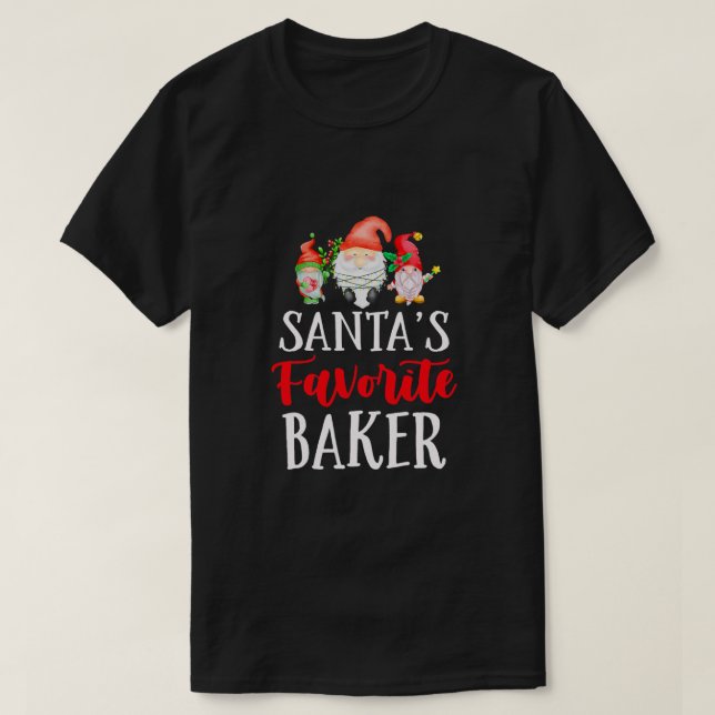 T-shirt Père Noël Favori Baker Chef Drôle Noël Gnome (Design devant)