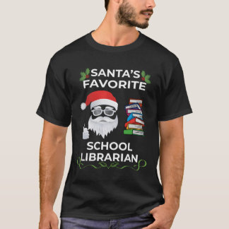 T-shirt Père Noël Favori Bibliothécaire de l'école Funny N