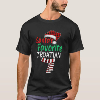 T-shirt Père Noël favori croate Père Noël Red Plaid Claus