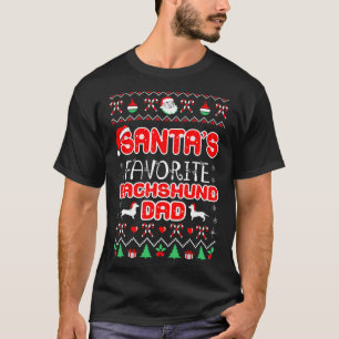 T-shirt Père Noël Favori Dachshund Papa Noël Vilain Cadeau