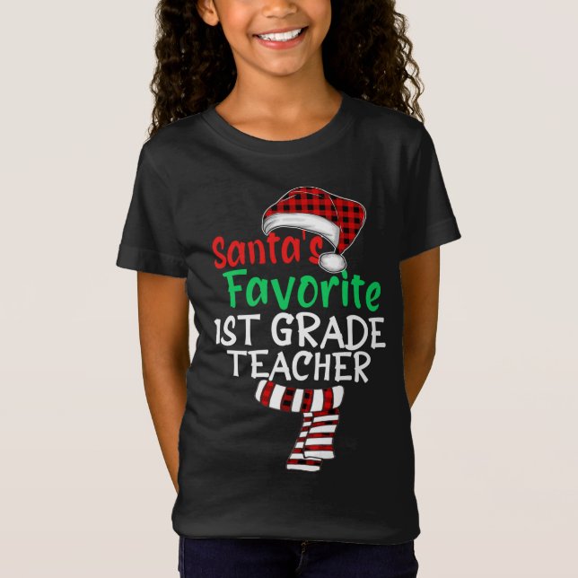 T-Shirt Père Noël Favori Enseignant de 1ère année Xmas Pèr (Devant)