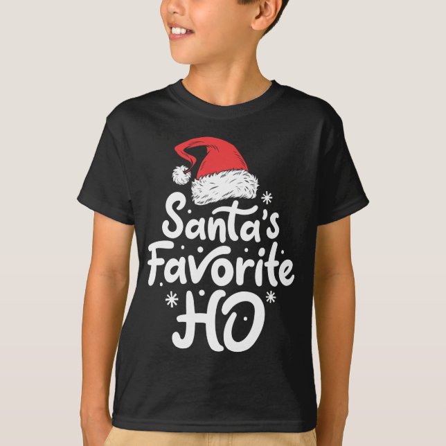 T-shirt Père Noël Favori Ho Drôle Noël Favori Chapeau de N (Devant)