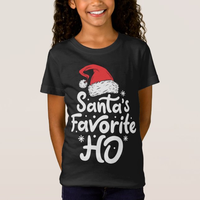 T-Shirt Père Noël Favori Ho Drôle Noël Femmes Noël Noël No (Devant)