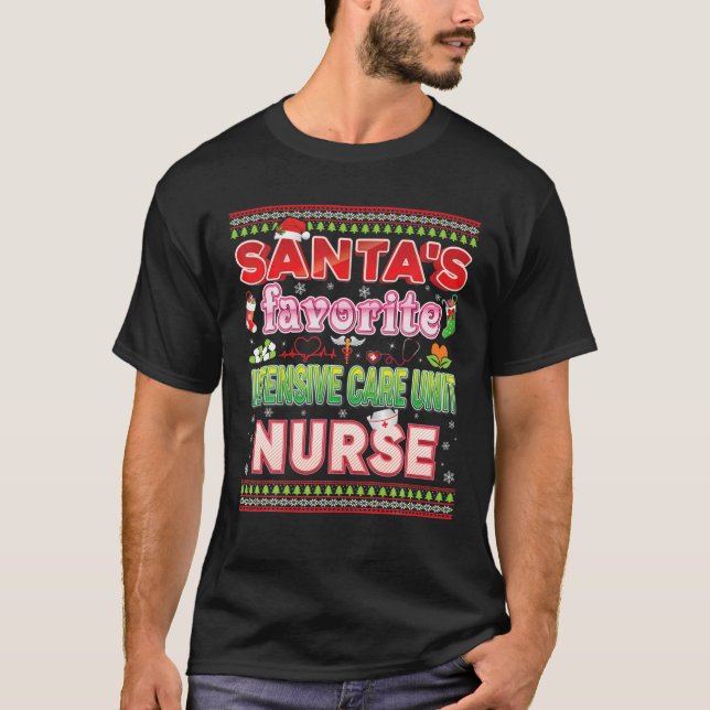 T-shirt père Noël Favori Intensive Care Unit Nurse Christm (Devant)