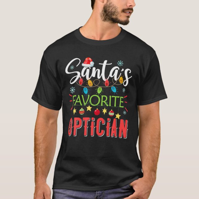 T-shirt Père Noël Favori Opticien Noël Light Santa Hat Chr (Devant)