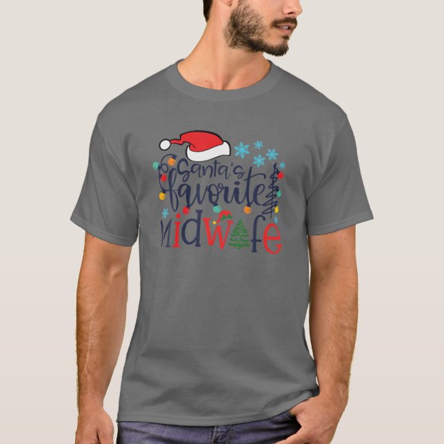 T-shirt père Noël Favori sage-femme Joyeux sage-femme de N (Devant)
