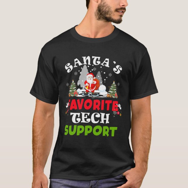 T-shirt Père Noël Favori Tech Support Funny Christmas Vaca (Devant)