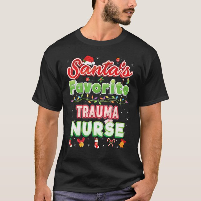 T-shirt Père Noël Favori Trauma Infirmière Noël Père Noël  (Devant)