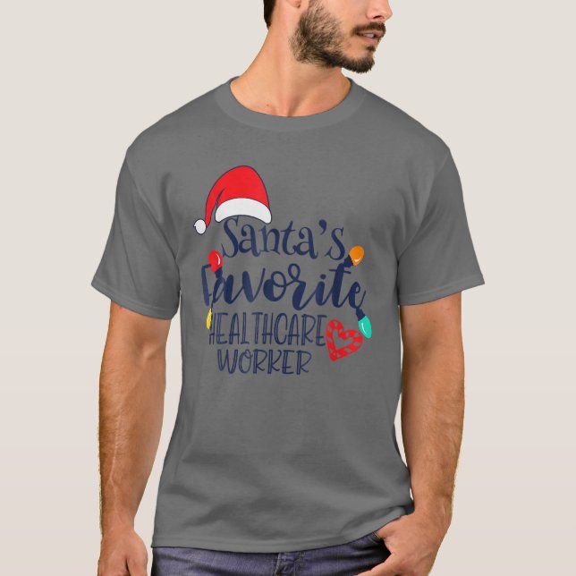T-shirt père Noël Favoris Travailleur de la santé Noël Drô (Devant)