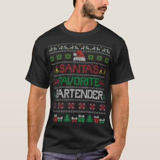 T-shirt Père Noël Favorite Bartender Ugly X-mas Sweater Ca