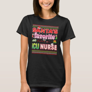 T-shirt Père Noël Favorite Icu Infirmière Noël Santa Hat S