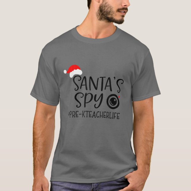 T-shirt Père Noël Favorite Pré-K Enseignant Vie Noël Sant (Devant)
