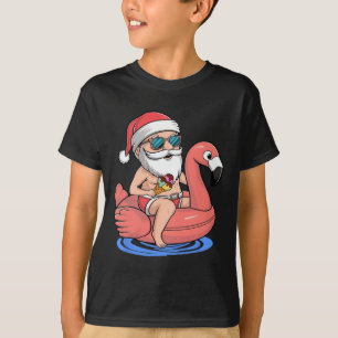 T-shirt Père Noël Flamant rose Floatie Funny Noël En Juill