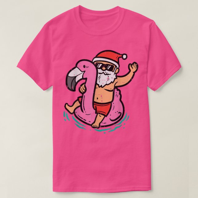 T-shirt Père Noël Flamant rose Floatie Funny Noël En Juill (Design devant)