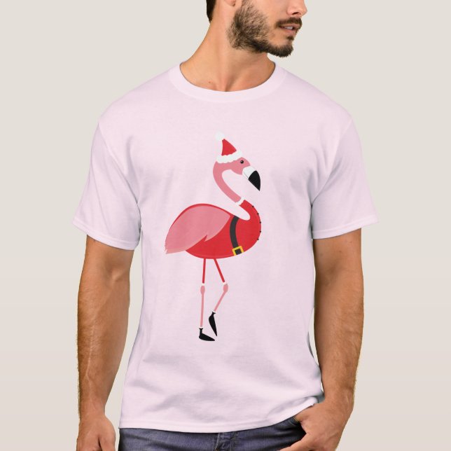 T-shirt Père Noël Flamant rose Fun Christmas (Devant)