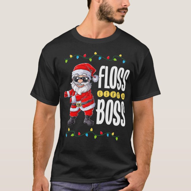T-shirt Père Noël Floss Comme Un Patron Noël Garçons Enfan (Devant)