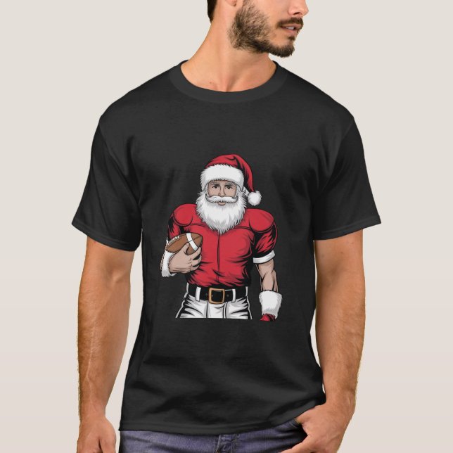 T-shirt Père Noël Football Noël Pour Enfants Garçons Homme (Devant)