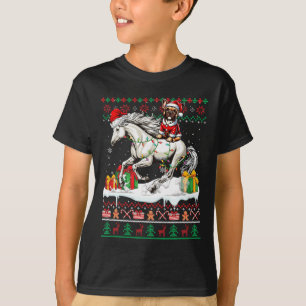 T-shirt Père Noël French Bulldog équitation Cheval Noël Sw
