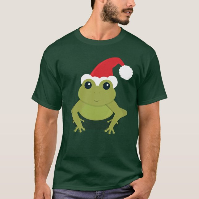 T-shirt père Noël Frog Green Christmas (Devant)