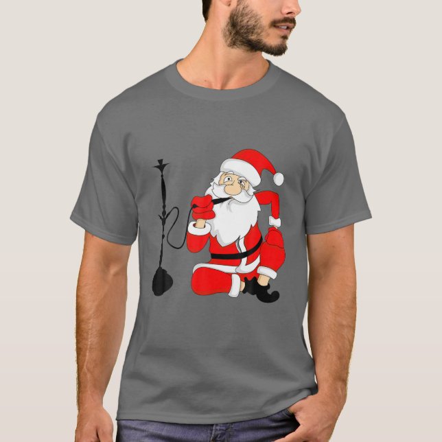 T-shirt Père Noël Fumer Shisha Water Pipe Cadeau Ou (Devant)