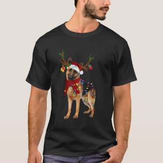 T-shirt Père Noël German Shepherd Reindeer Noël léger