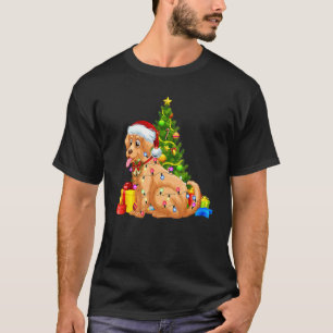 T-shirt Père Noël Golden Retriever Feux de Noël Chien Xmas