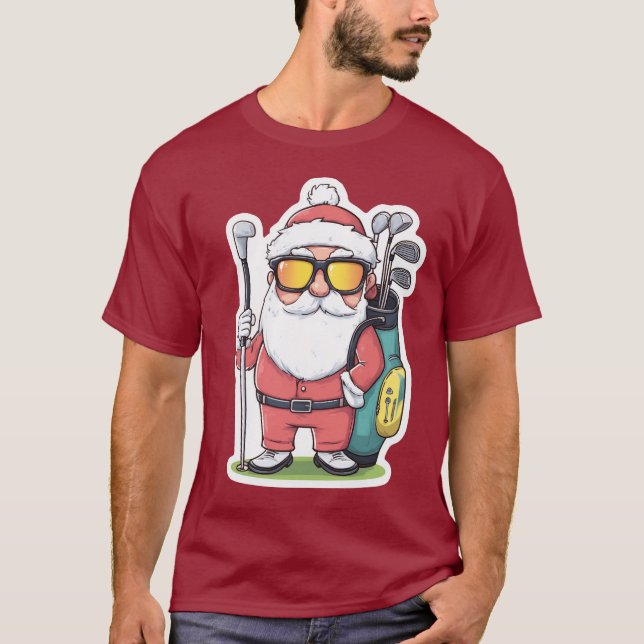 T-shirt Père Noël Golfing Christmas Fun (Devant)