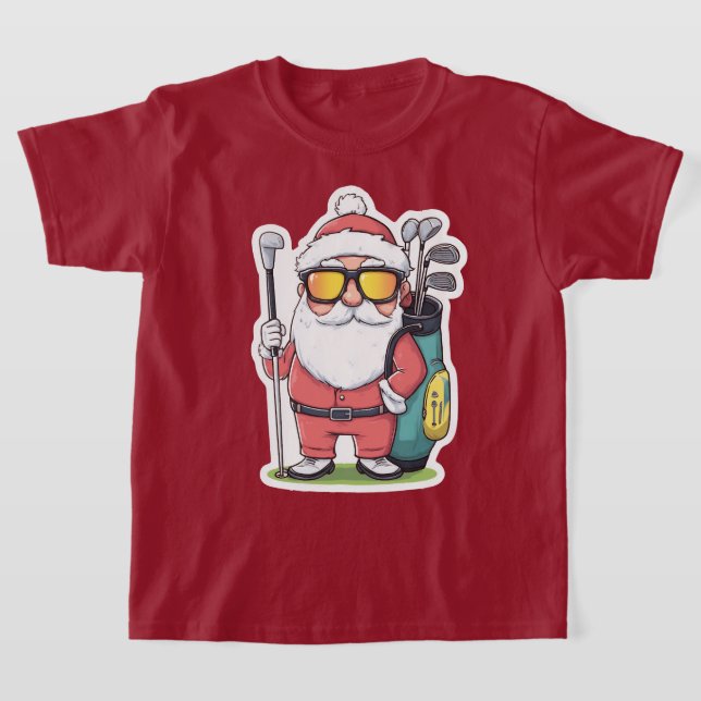 T-shirt Père Noël Golfing Christmas Fun (Poser)