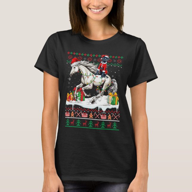 T-shirt Père Noël Great Dane équitation Cheval Noël Sweate (Devant)
