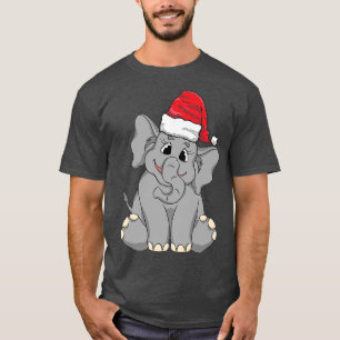 T-shirt Père Noël Hat Porter un bébé mignon Eléphant drôle