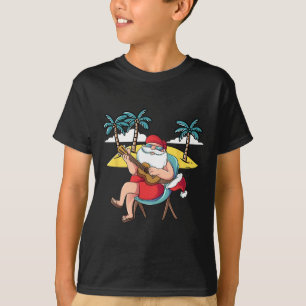 T-shirt Père Noël hawaïen Guitare hawaïenne Noël en J