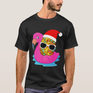 T-shirt Père Noël Hawaïen Noël En Juillet Flamant Rose Pin