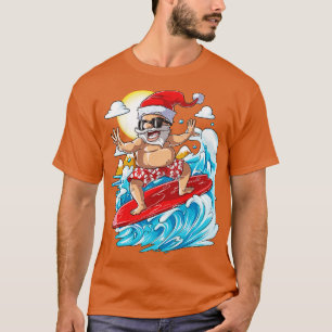 T-shirt Père Noël Hawaiian Surfing Noël Surf d'été Hawai