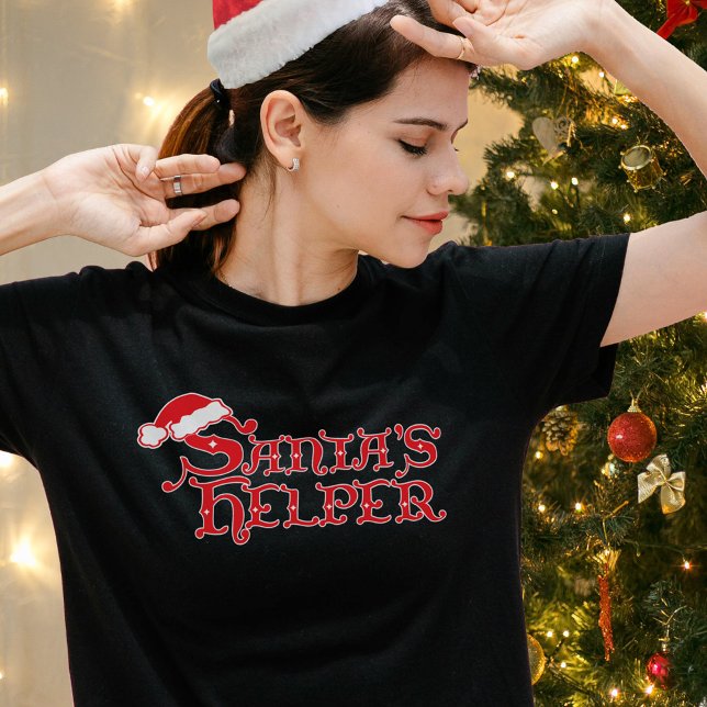 T-shirt père Noël Helper rouge et blanc pour Noël (Créateur téléchargé)
