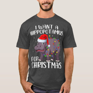 T-shirt Père Noël Hippo lumières de Noël Je veux un Hippop