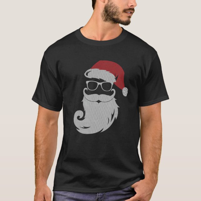 T-shirt Père Noël Hipster Avec Lunettes De Soleil Vilain N (Devant)