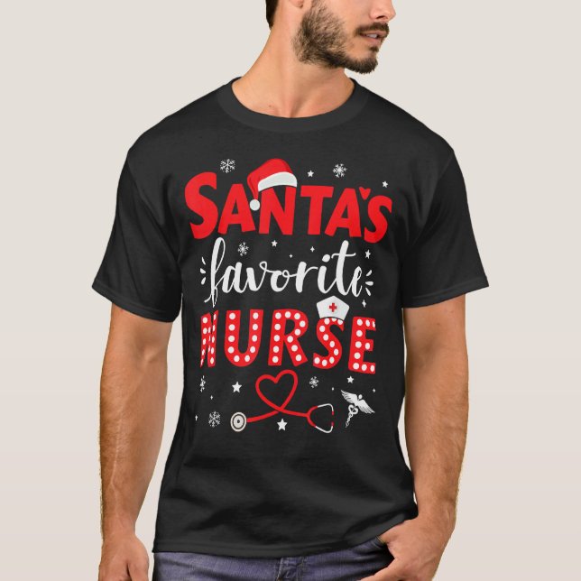 T-shirt Père Noël infirmière favorite pour Noël à l'hôpita (Devant)