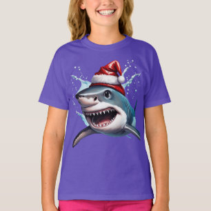 T-shirt Père Noël Jaws Christmas Shark Cartoon Art