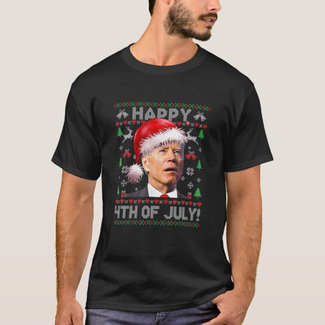 T-shirt Père Noël Joe Biden Joyeux 4 E Noël De Pâques Vila (Devant)