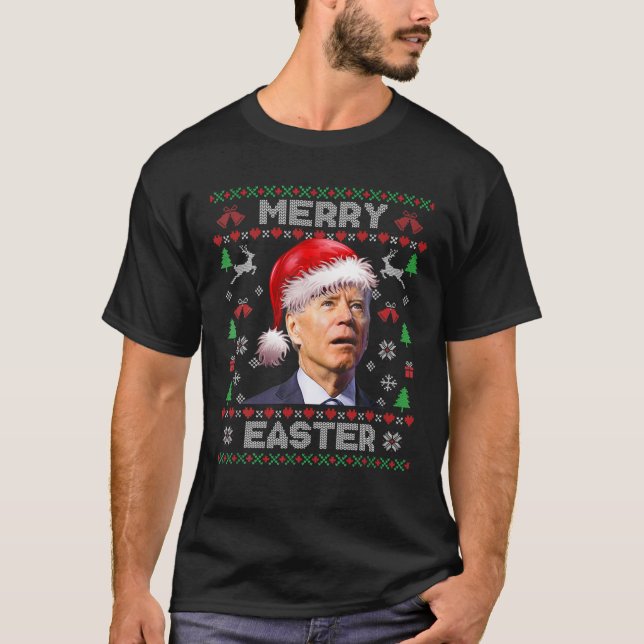 T-shirt père Noël Joe Biden Joyeux Pâques Vilain Noël Swea (Devant)